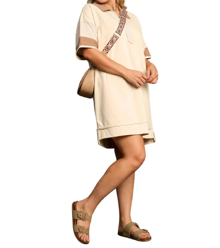 Layering dresses for versatile stylingCurvy Close To Me Collared Mini Dress In Natural