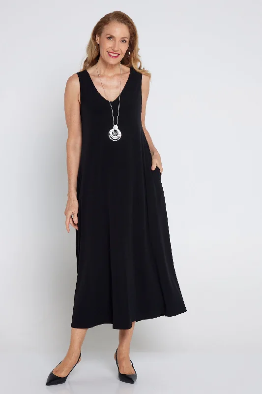 Spring dresses for blossoming stylesKathleen A-Line Stretch Midi - Black