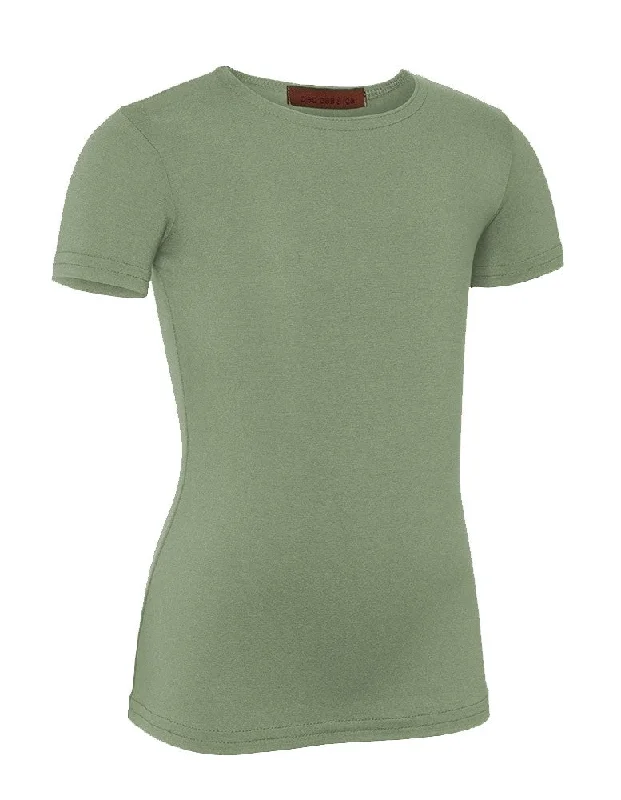 lingerie with lace details on the legsPB&J Girls Cotton Short Sleeve Shell - Sage