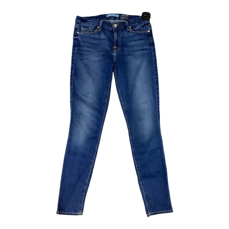 Ripped and repaired jeans for a rugged lookJeans Cropped By 7 For All Mankind In Blue Denim, Size: 6