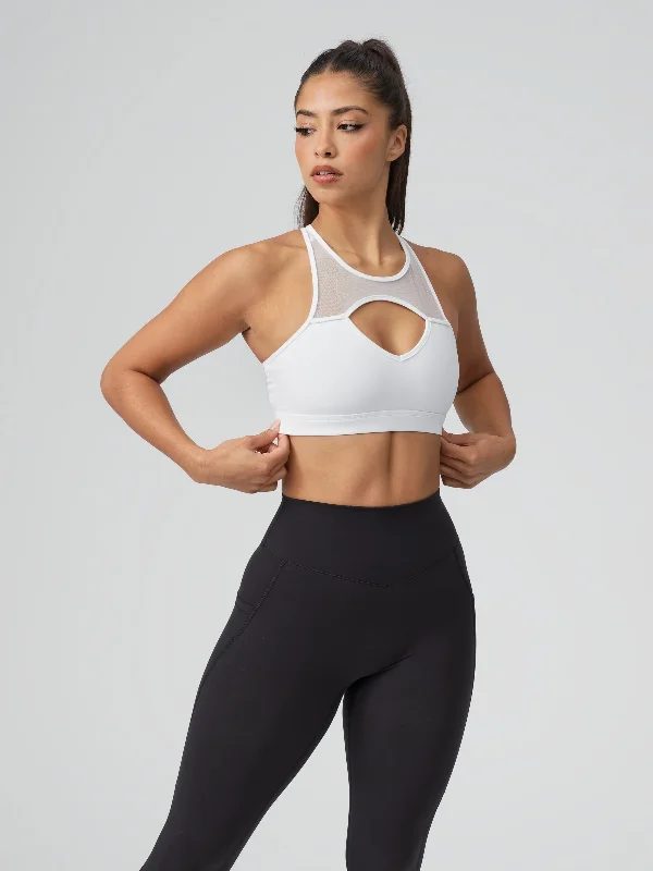 lingerie with lace details on the legsAmbrosia Sports Bra - White