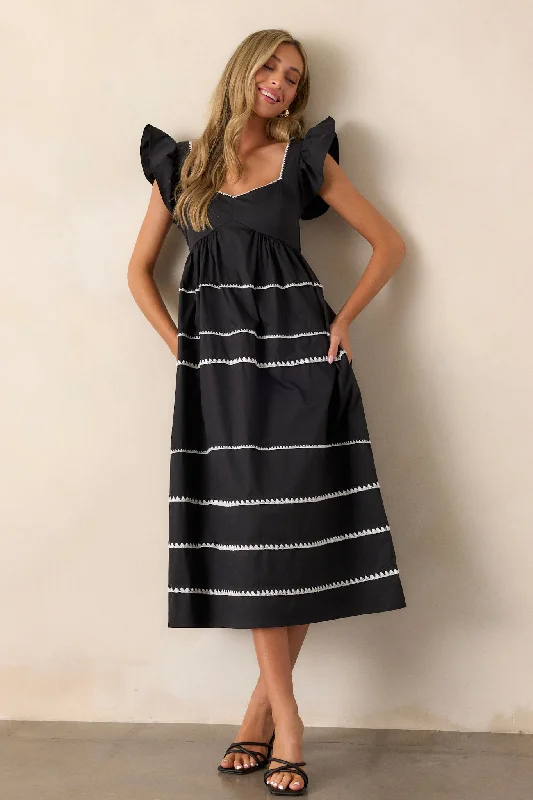 Petite dresses for womenCan't Live Without Black Stripe Tiered Midi Dress