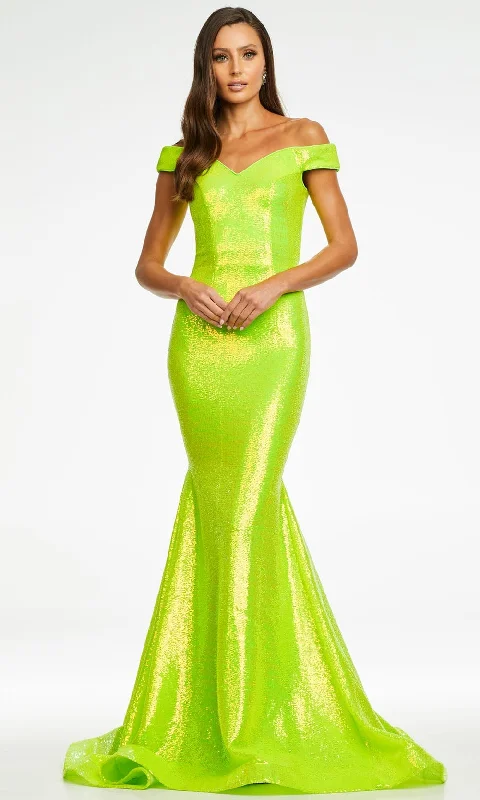 Off-the-shoulder dresses for womenAshley Lauren - 11109 Sequin Mermaid Gown