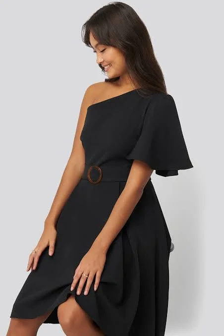 Peplum dresses for womenOne Shoulder Belted Midi Dress