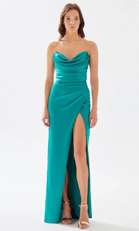 Synthetic dresses for budget-friendly optionsTarik Ediz 52020 - Draped Sweetheart Prom Dress