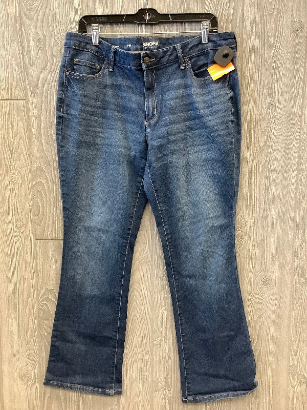 Jeans with a dark wash and subtle fading for a classic and timeless lookJeans Boot Cut By Sonoma In Blue, Size: 14