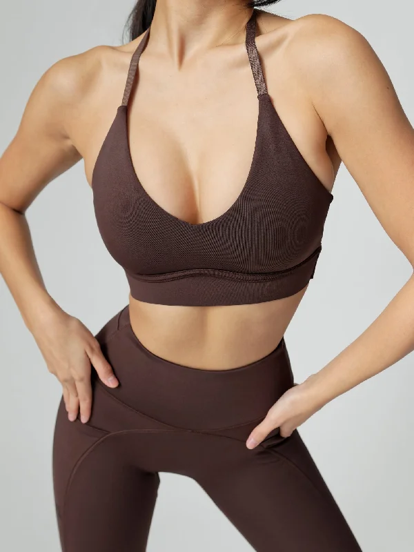 lingerie sets with matching glovesSultry Sports Bra - Journey Dark Brown