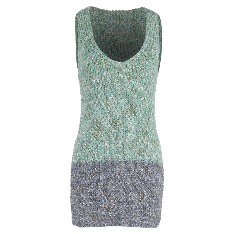 A-line dresses for womenMissoni Mini Knitted V-Neck  Sleeveless Dress in Multicolor Wool