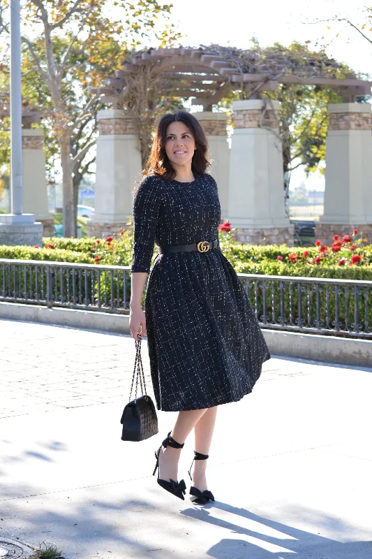 Winter dresses for cold weatherAsos Black Tweed Midi Dress