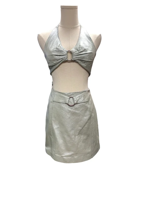 Dancewear dresses for performancesNWT Maxima Jr Leather 2Pc Silver Skirt 2/S