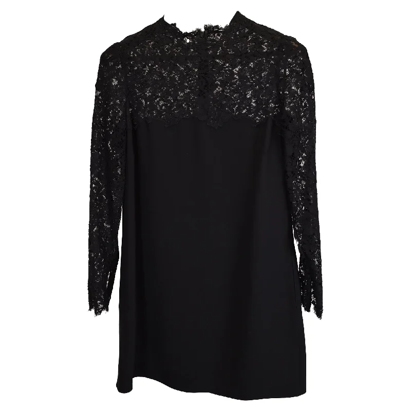 Wrap dresses for womenValentino Lace Mini Dress in Black Silk