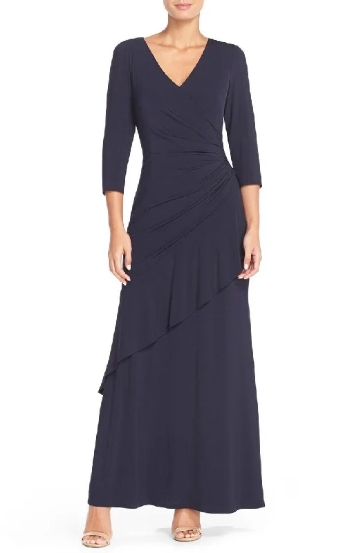 High-low hem dresses for womenAlex Evenings - 1351187SC Quarter Sleeves Draped Sheath Gown