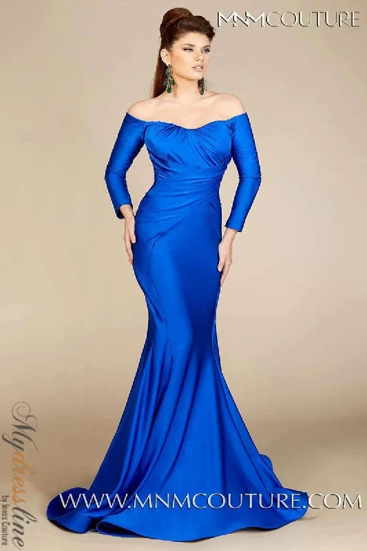 Sleeveless dresses for womenMNM Couture S0003 - Off Shoulder Trumpet Evening Dress