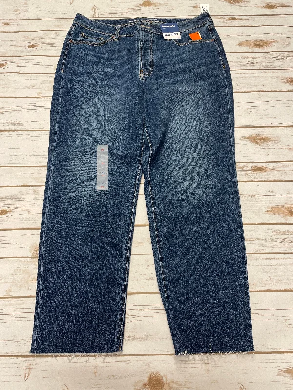 Distressed jeans with bleach spots for a unique appearanceJeans Straight By Old Navy In Blue Denim, Size: 14