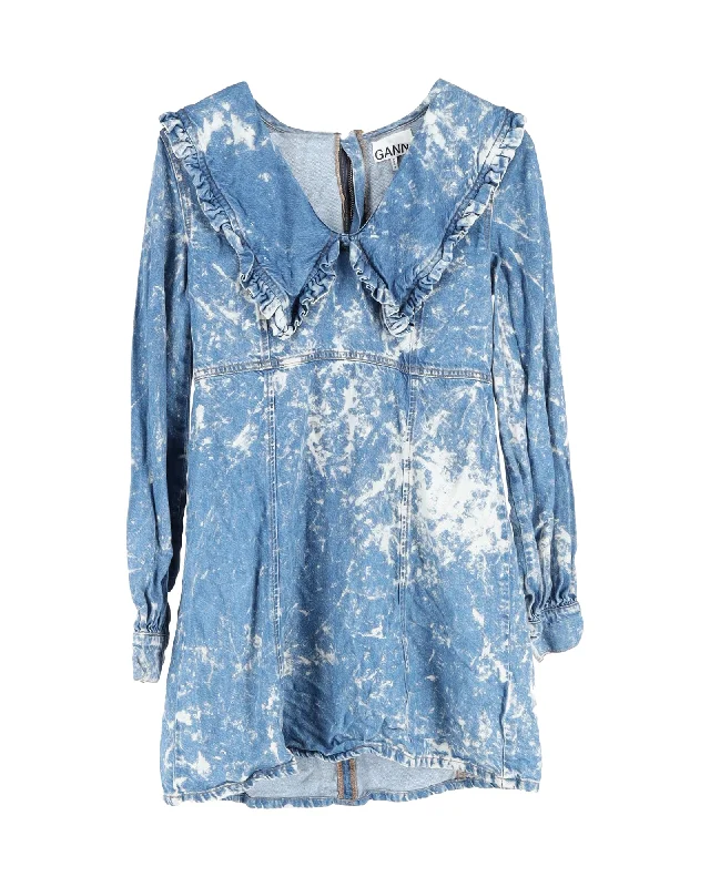 Corduroy dresses for womenGanni Bleached Mini Dress in Blue Denim Cotton