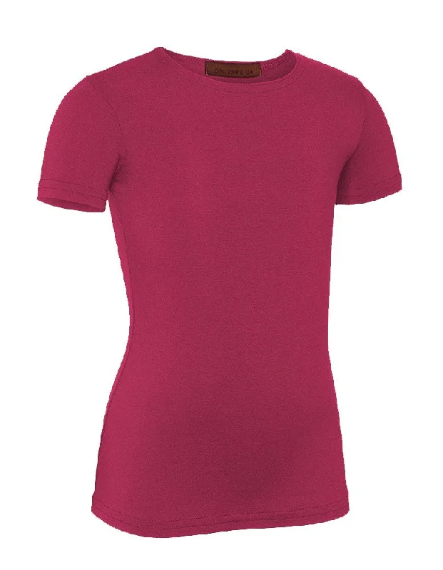 lingerie with lace details and mesh insertsPB&J Girls Cotton Short Sleeve Shell - Fuschia