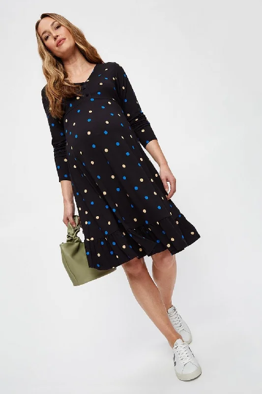 Silk dresses for womenMulti Colour Spot V-Neck Tier Midi Dress