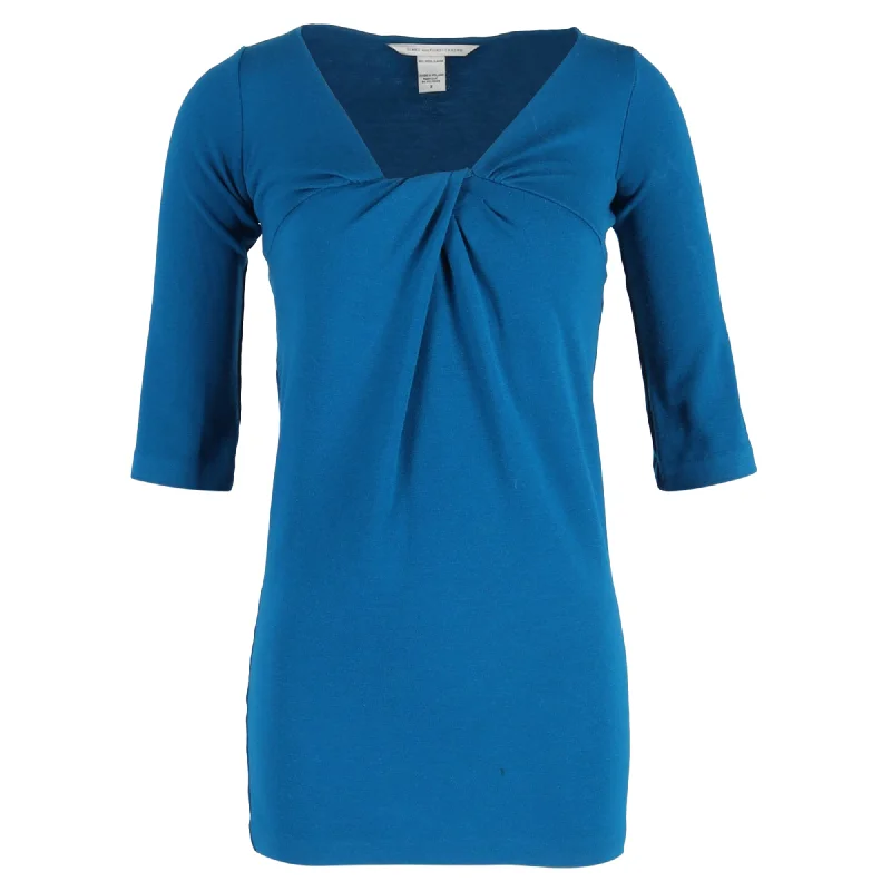 Party dresses for womenDiane von Furstenberg V-Neck Mini Dress in Blue Wool