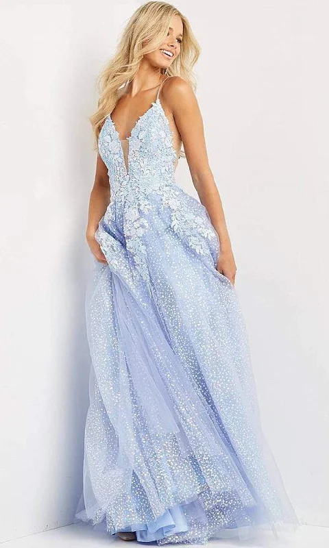 Vintage-inspired dresses for retro fashion loversJVN by Jovani - JVN07252 Floral Sequined A-line Plus Size Prom Gown