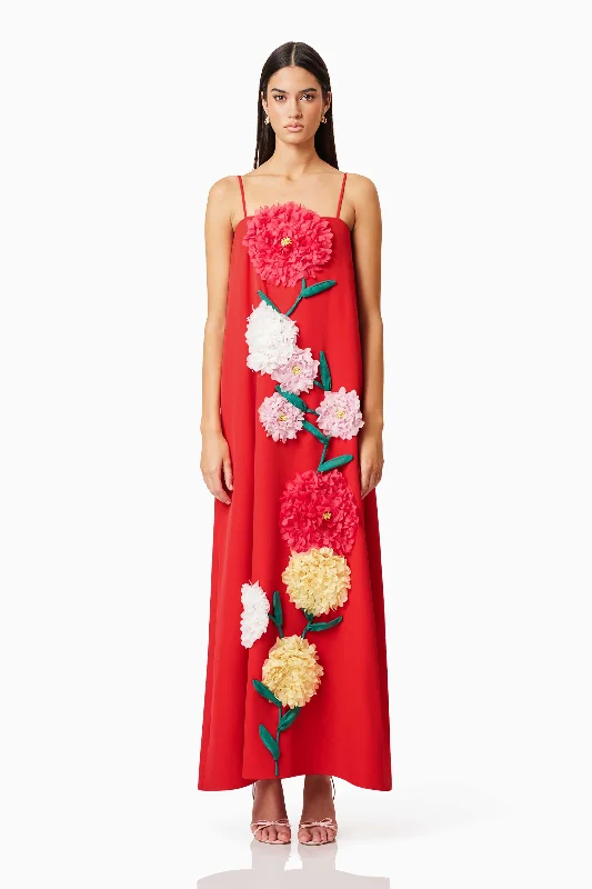 Statement dresses for making a fashion statementButtercup Embroidered Maxi Dress In Red