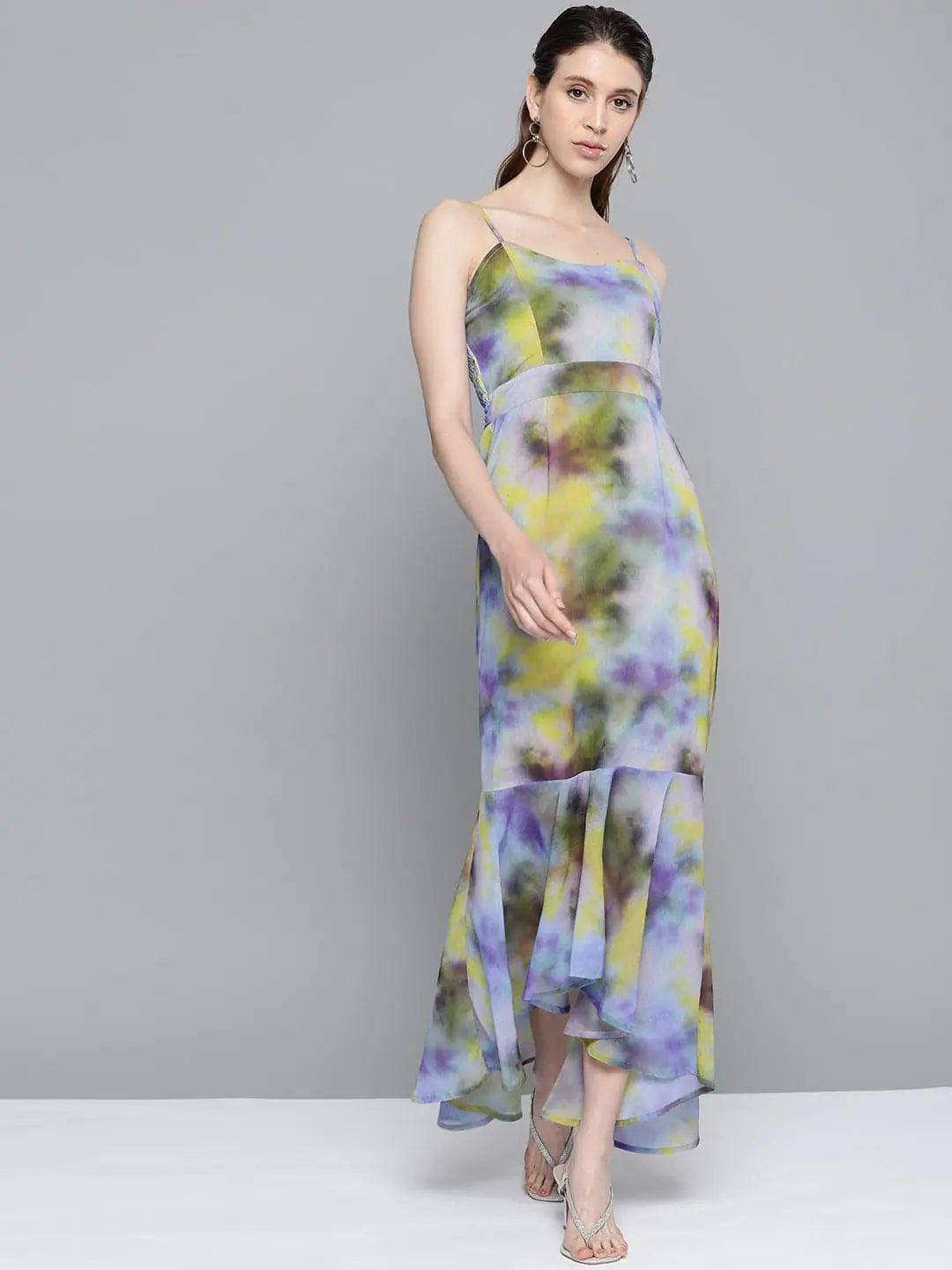 Limited edition dresses for collectorsYellow & Purple Tie-Dye Print Strappy Maxi