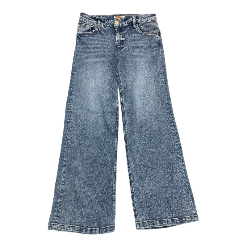 Jeans with contrast stitching and patchwork detailsJeans Wide Leg By Kut In Blue Denim, Size:6