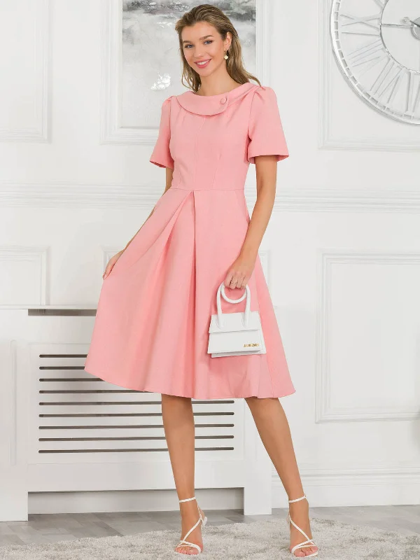 Cold-shoulder dresses for womenJolie Moi Valery Button Collar Dress, Rose Mist