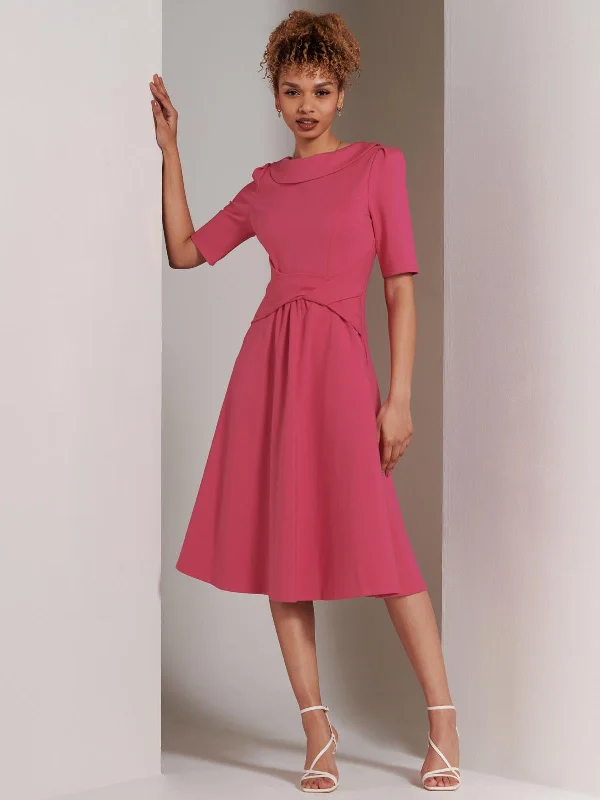 Handmade dresses for unique fashion statementsMaayan Fold Neck Dress, Hot Pink