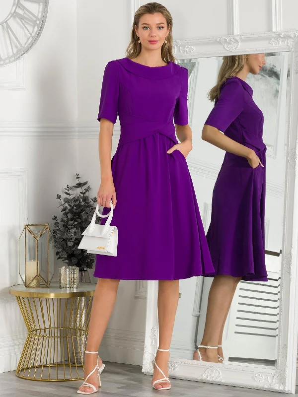 Little black dresses (LBDs) for womenOver Detail Flared Dress, Purple