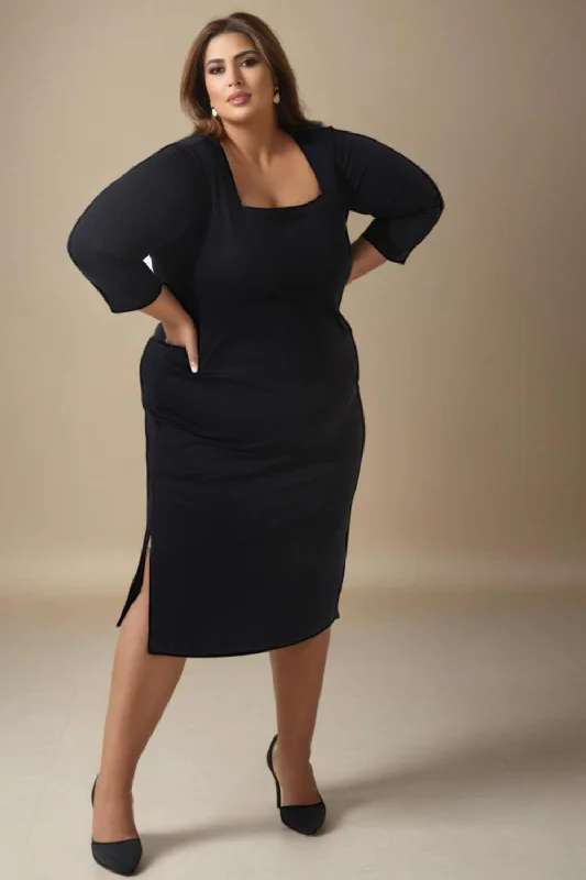 Cap sleeve dresses for womenPlus Size Black Bodycon Dress