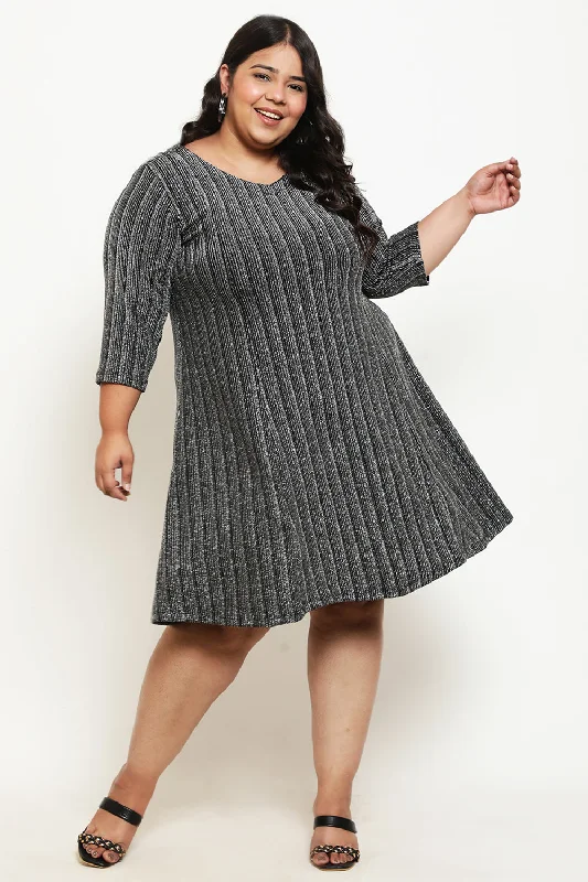 Loose-fitting dresses for womenPlus Size Black Lurex Dress