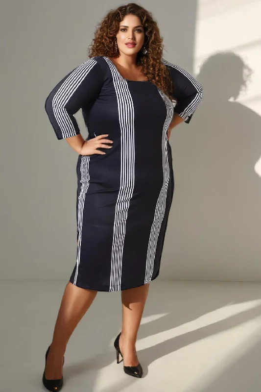 Shift dresses for womenPlus Size Black Stripe Bodycon Dress