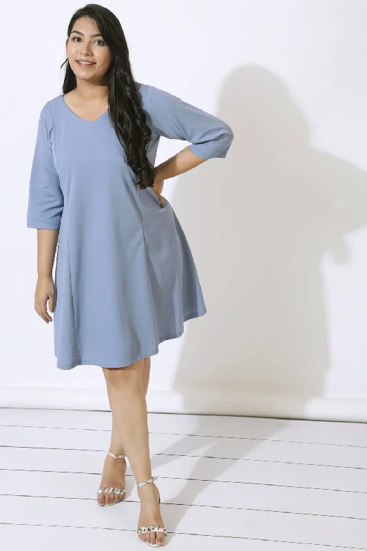 One-shoulder dresses for womenPlus Size Denim Blue Dress