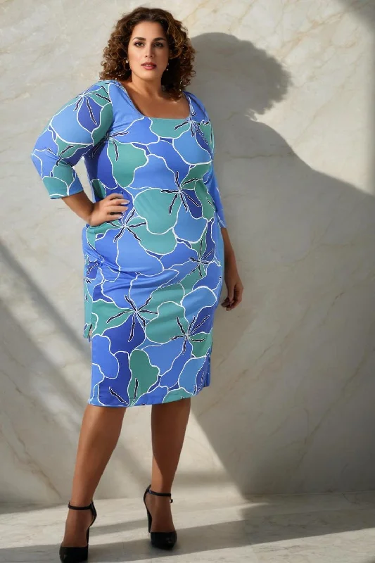 Fit-and-flare dresses for womenPlus Size Green Floral Bodycon Dress