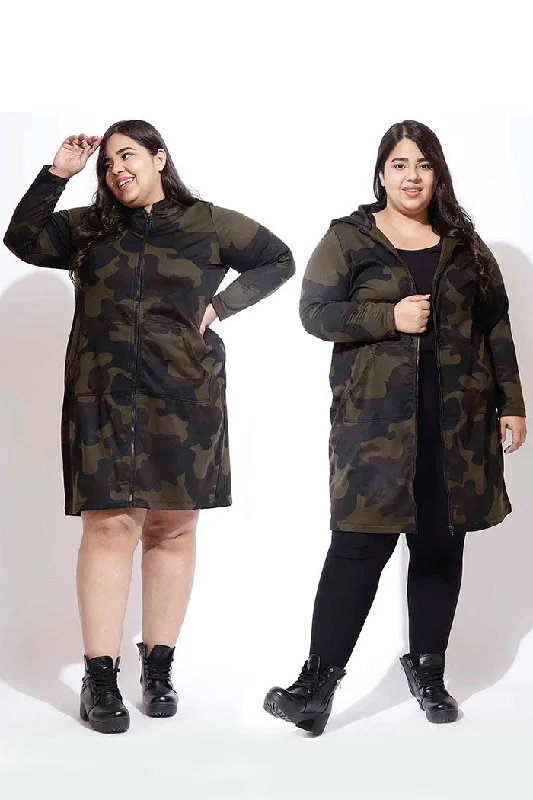 Tall women's dressesOlive Camouflage Jacket Dress