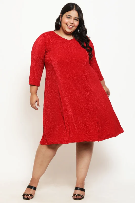 Designer dresses for high-end fashionPlus Size Red Lurex Dress