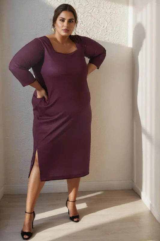 Women's casual dressesPlus Size Wine Bodycon Dress