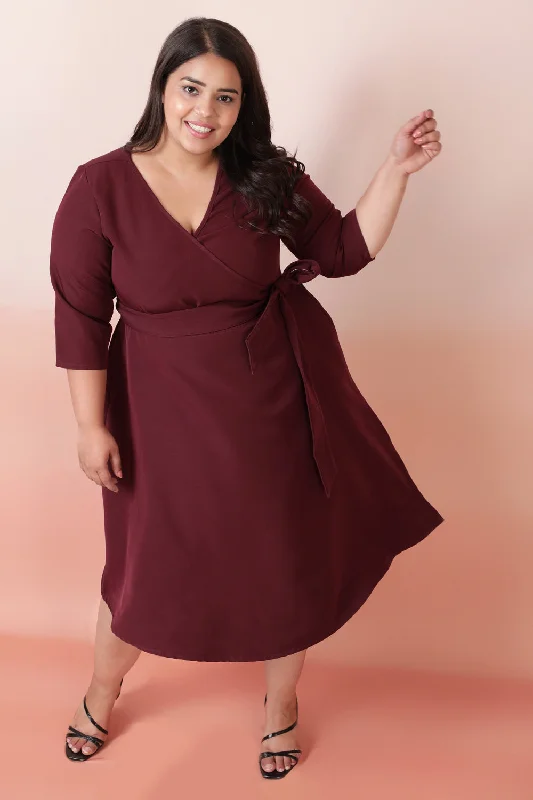 Spring dresses for blossoming stylesWine True Wrap Dress