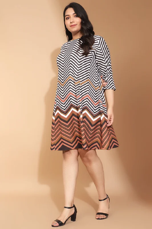 Petite dresses for womenZig Zag Border Printed Dress