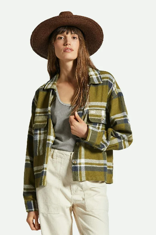 Oversized women's topsBowery Women's L/S Flannel - Sea Kelp/Washed Navy