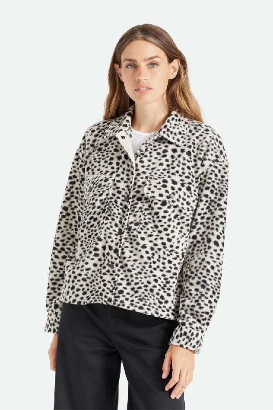 Easy-care women's topsBowery Women's L/S Arctic Stretch Fleece - Beige Cheetah