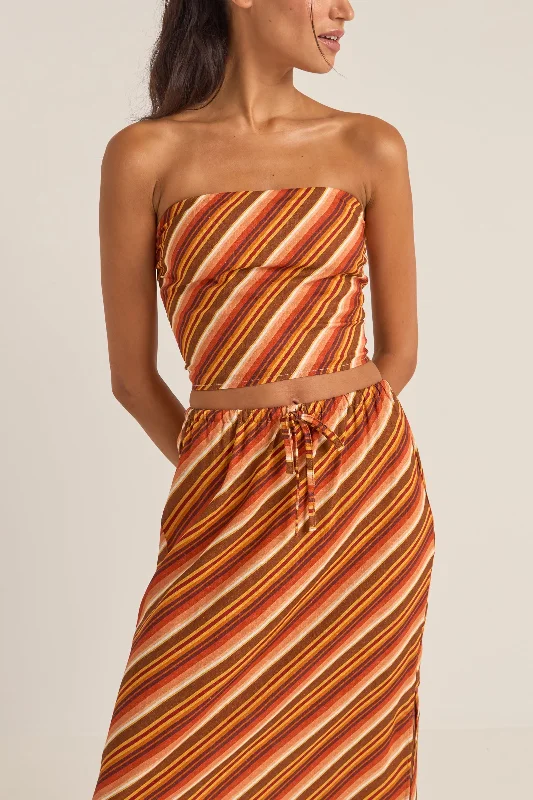 Lightweight women's topsChica Stripe Strapless Top Brown