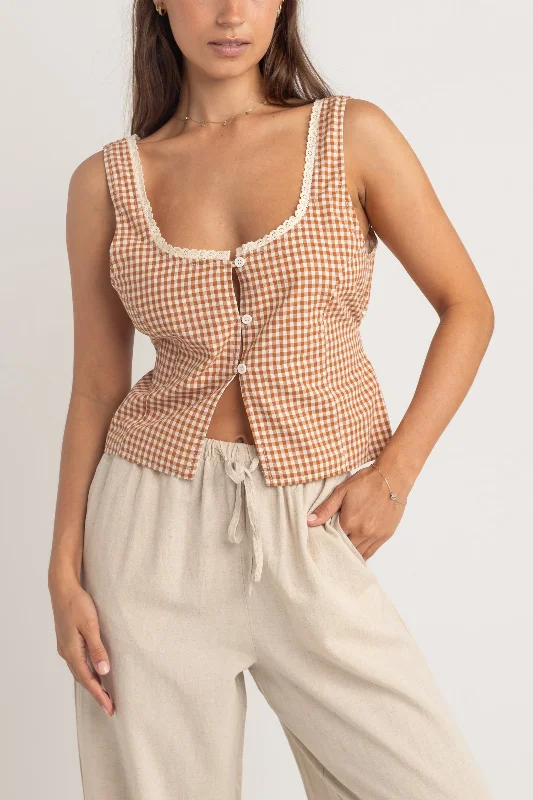 Summer women's topsLola Check Top Clay