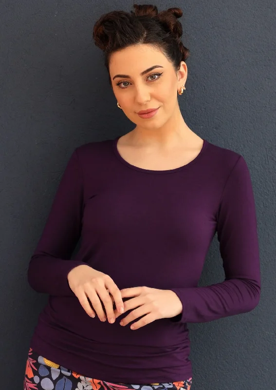 Scoop neck women's topsRound Neck Top Dark Purple